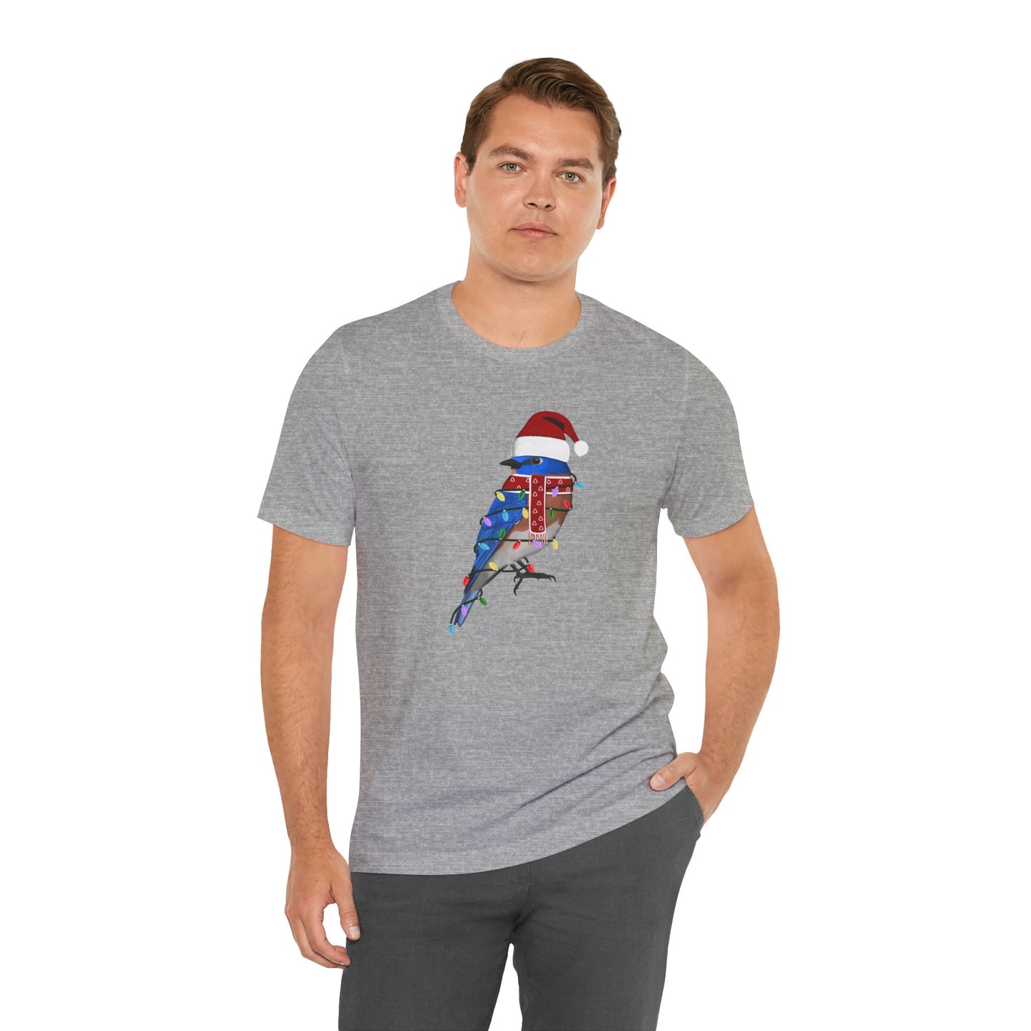 Bluebird with Fairy Lights Christmas Bird T-Shirt