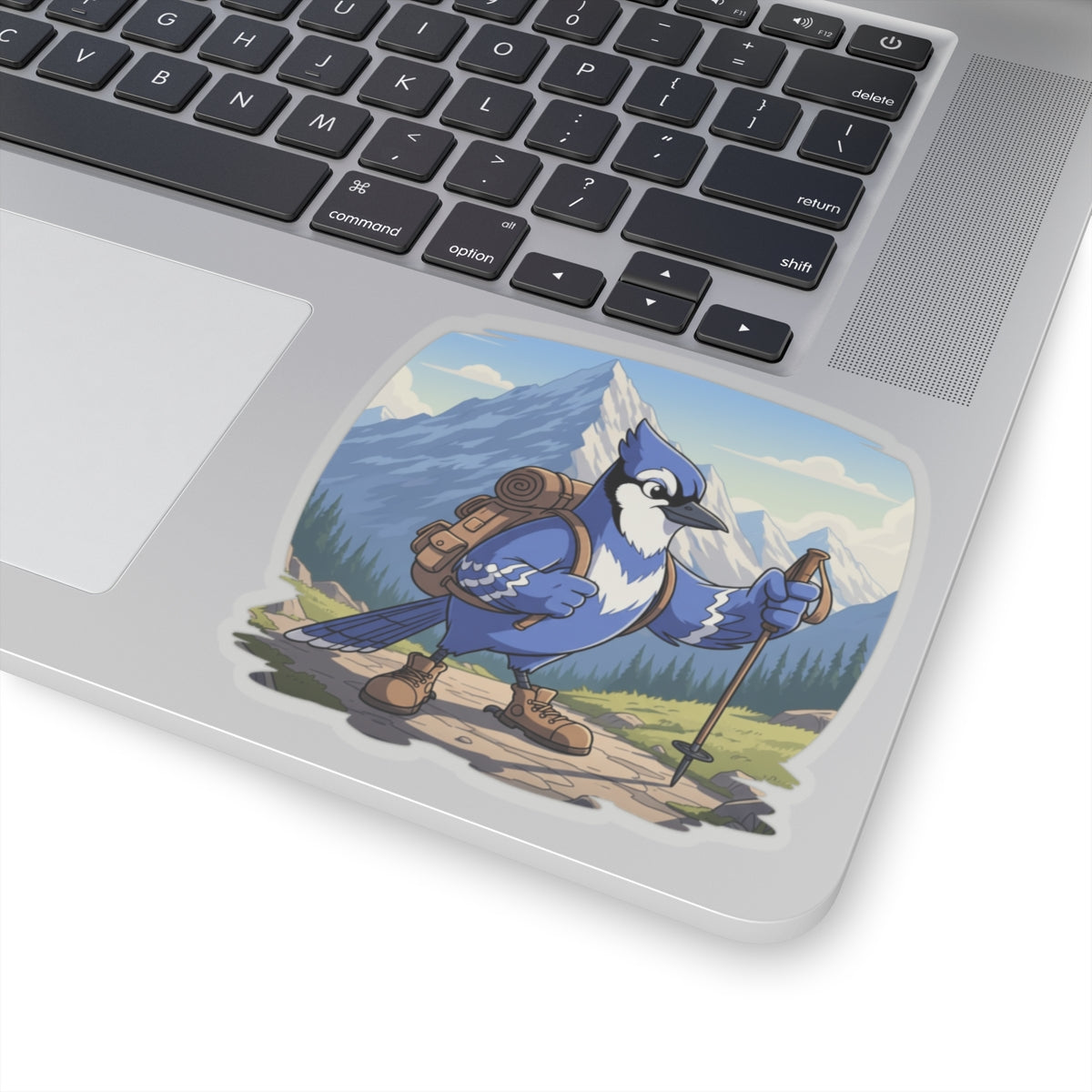 Blue Jay Hiking Kiss-Cut Sticker for Bird Watchers and Hiking Lovers