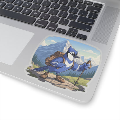 Blue Jay Hiking Kiss-Cut Sticker for Bird Watchers and Hiking Lovers