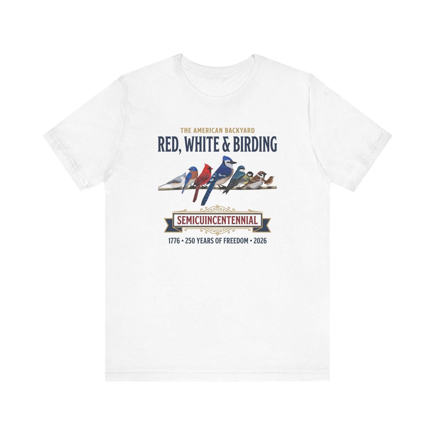 Red, White & Birding Vintage T-Shirt | US 250th Anniversary Backyard Birds