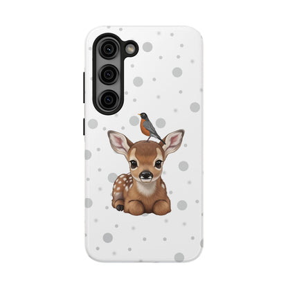 Cute Fawn with American Robin Animal iPhone Case - Dual-Layer PC/TPU Protective Cover for iPhone