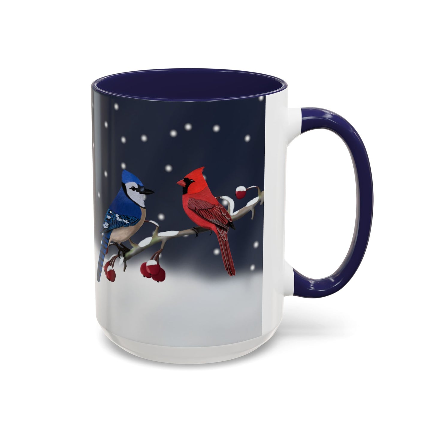 Blue Jay and Cardinal Bird Coffee Mug | Ceramic Christmas Gift for Bird Lovers