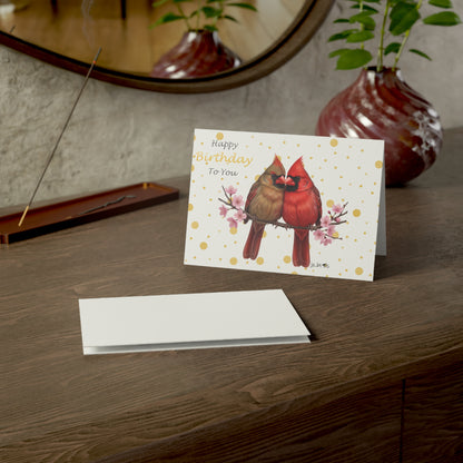 Northern Cardinals Birthday Card – Premium Matte Bird Greeting Card