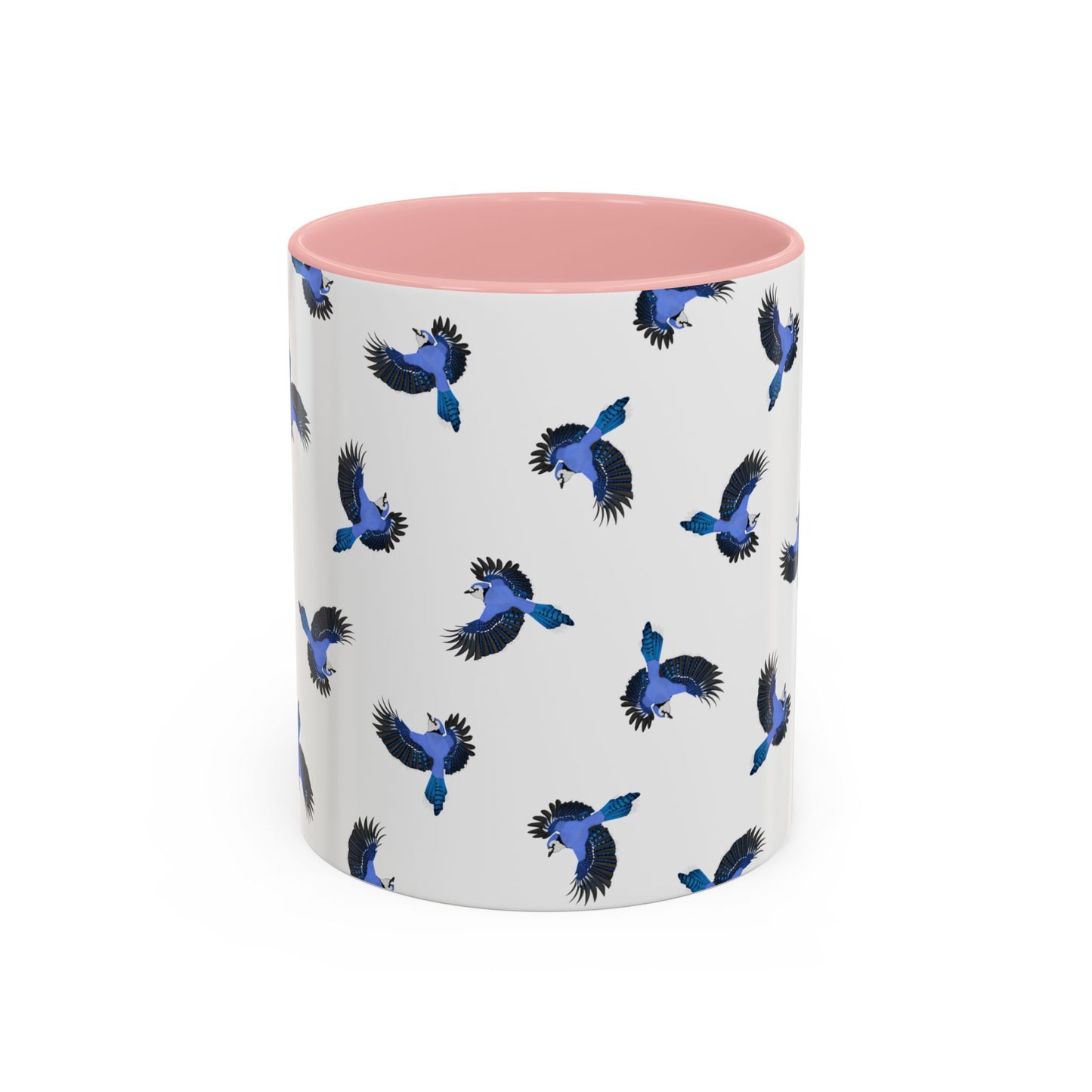 Blue Jay All-Over Pattern Accent Mug | Colorful Bird Lover Gift for Birdwatchers