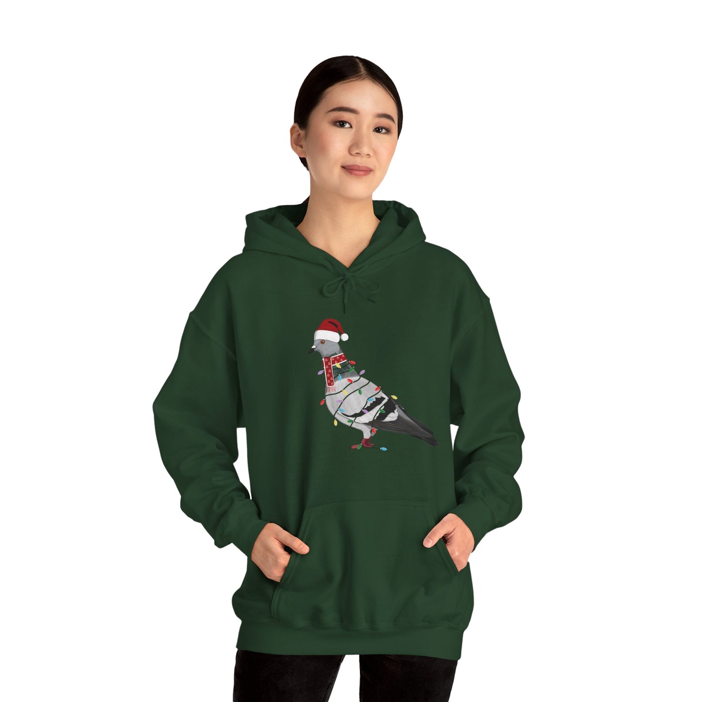 Pigeon with Fairy Lights Christmas Bird Hoodie