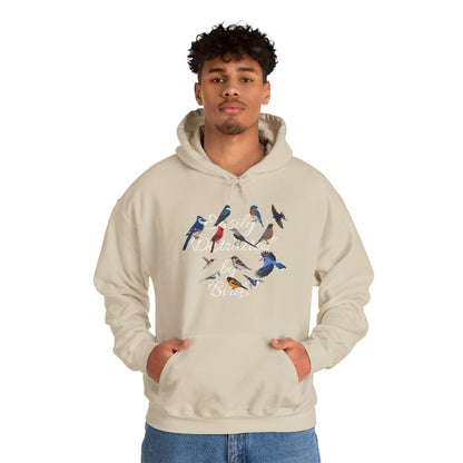 Easily Distracted by Birds Blue Jay Cardinal Hummingbird Hoodie