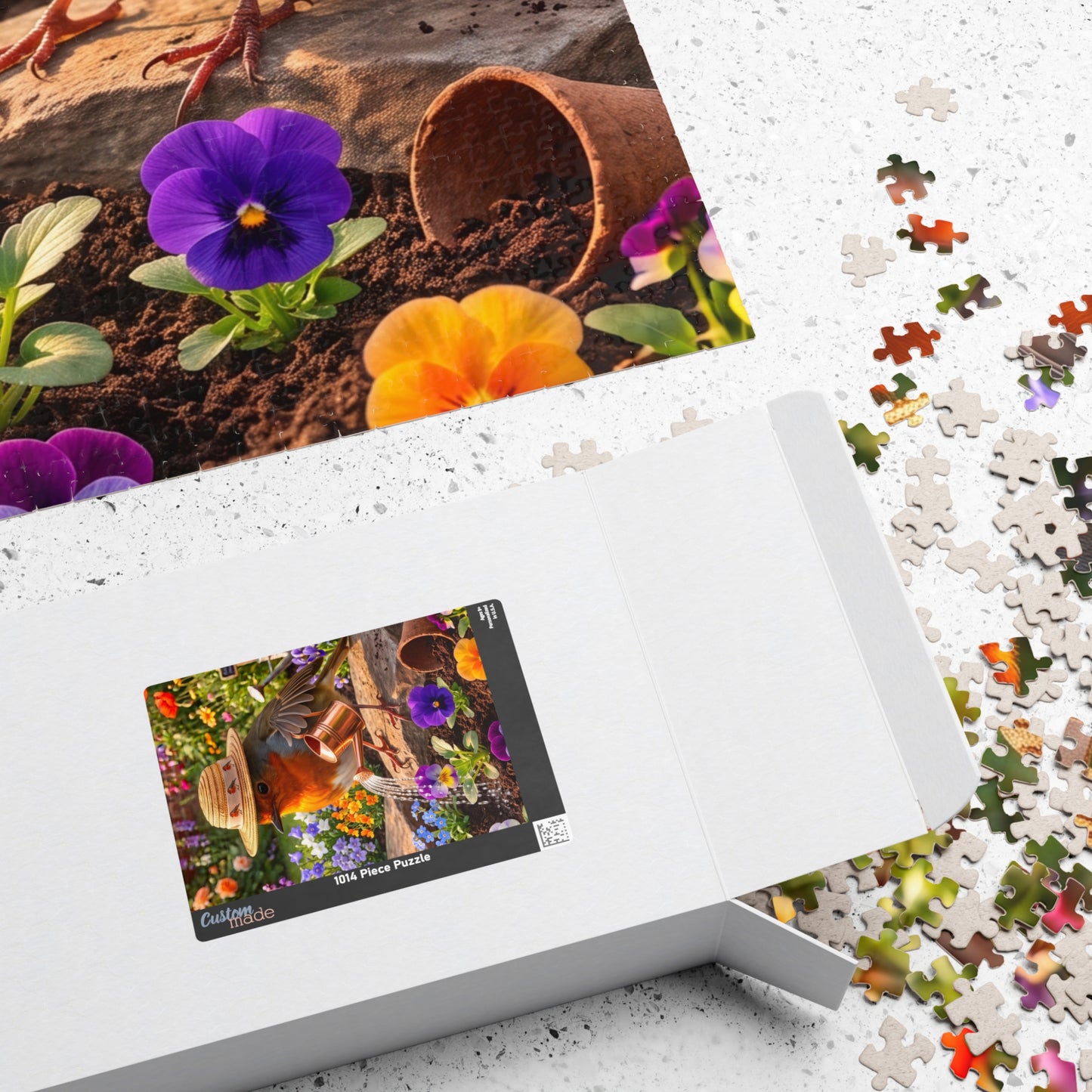 Robin Rosi Watering Flowers Jigsaw Puzzle for Gardeners and Cozy Aesthetic Fans