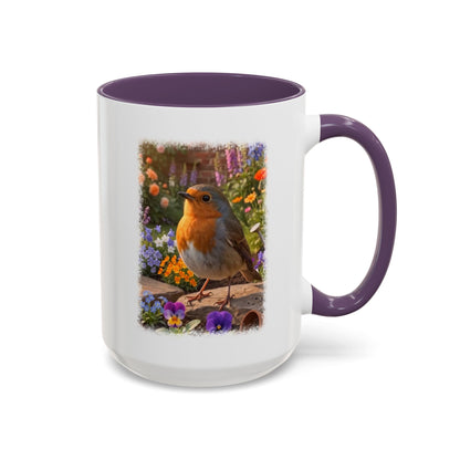 Robin Rosi Flower Bed Mug - Cute Backyard Bird Watcher Gift