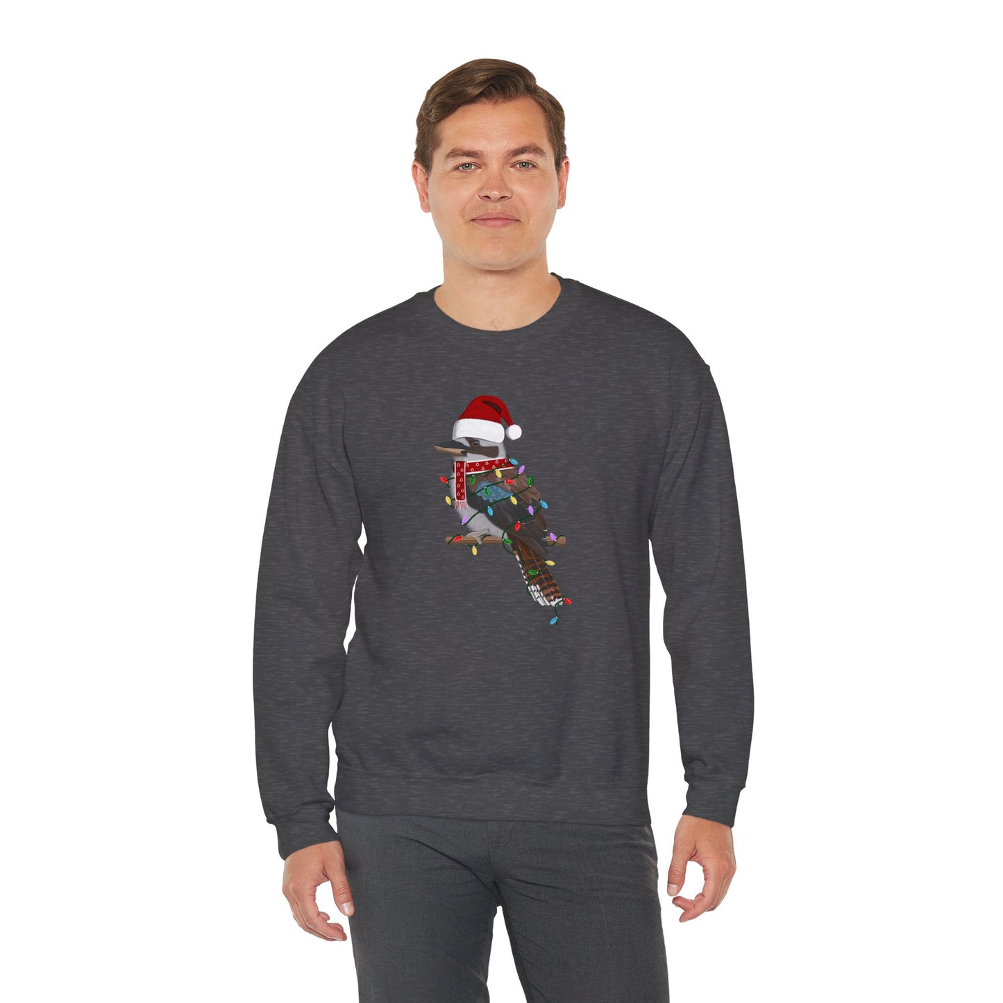 Kookaburra with Fairy Lights Santa Claus Christmas Bird Sweatshirt