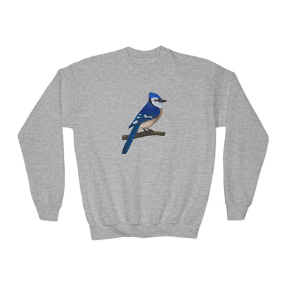 Blue Jay Bird Birdwatching Youth Crewneck Sweatshirt