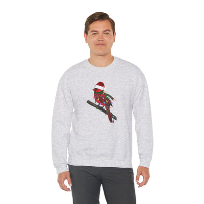 Cardinal with Fairy Lights Santa Claus Christmas Bird Sweatshirt