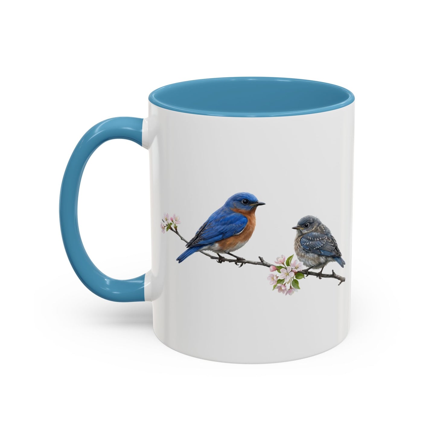 Eastern Bluebird & Fledgling Two-Tone Mug | Spring Bird Lover Gift
