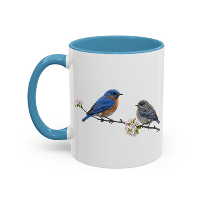 Eastern Bluebird & Fledgling Two-Tone Mug | Spring Bird Lover Gift