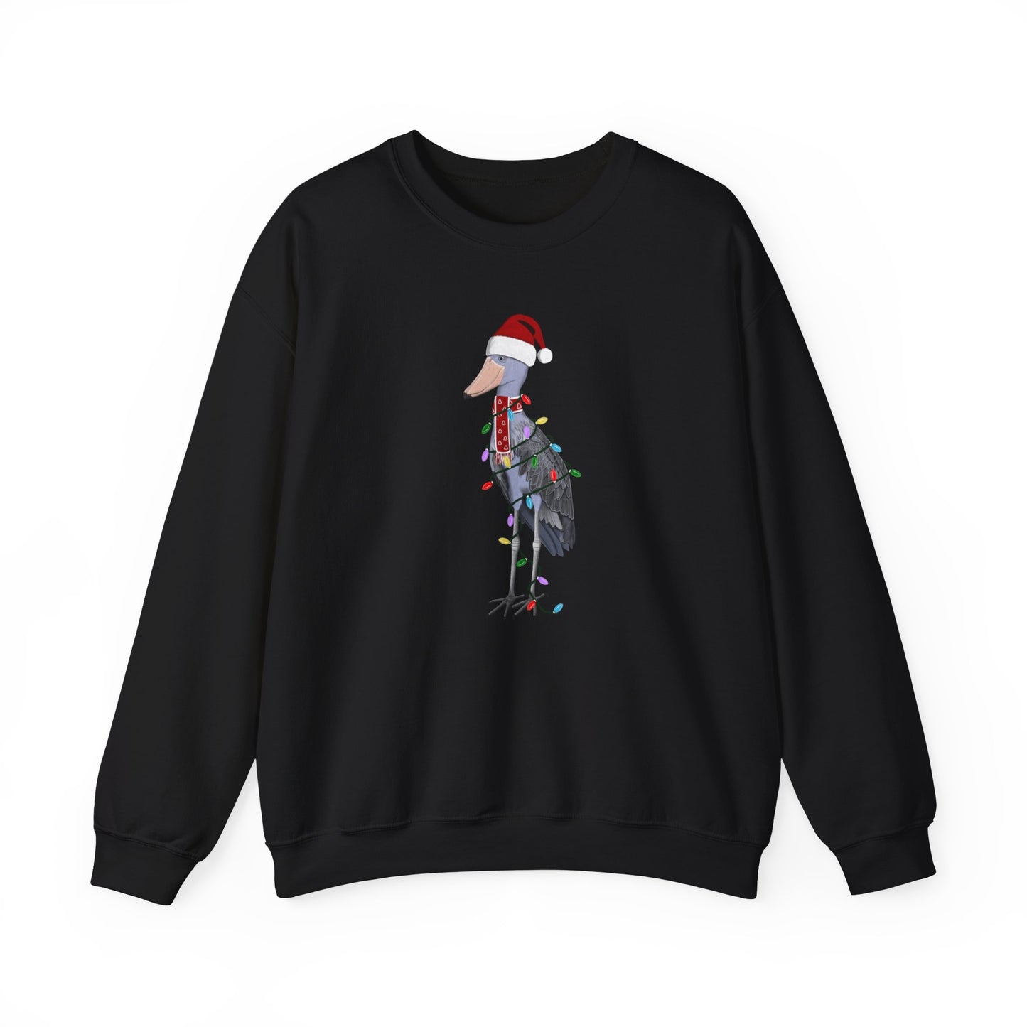 Shoebill with Fairy Lights Santa Claus Christmas Bird Sweatshirt