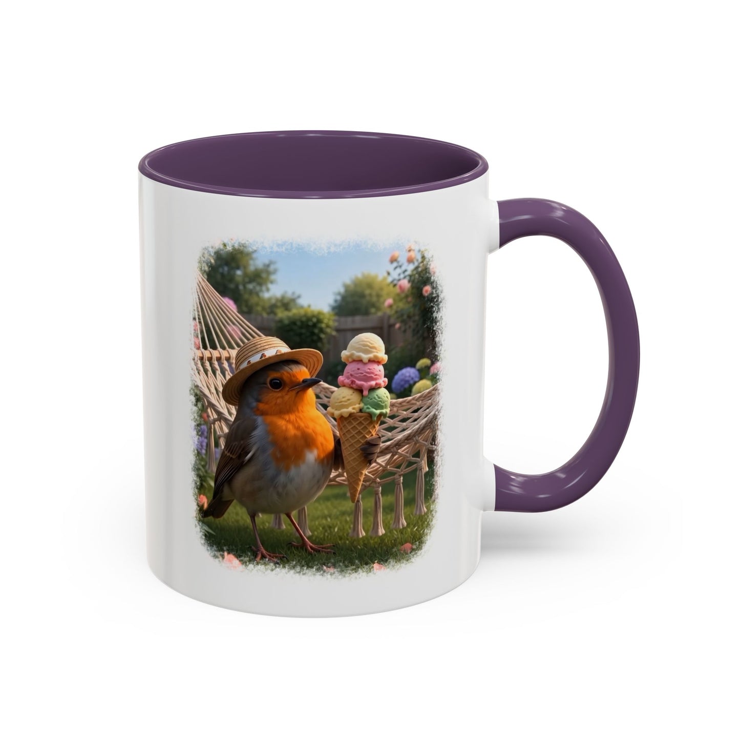 Robin Rosi Ice Cream Garden Premium Mug for Bird Lovers