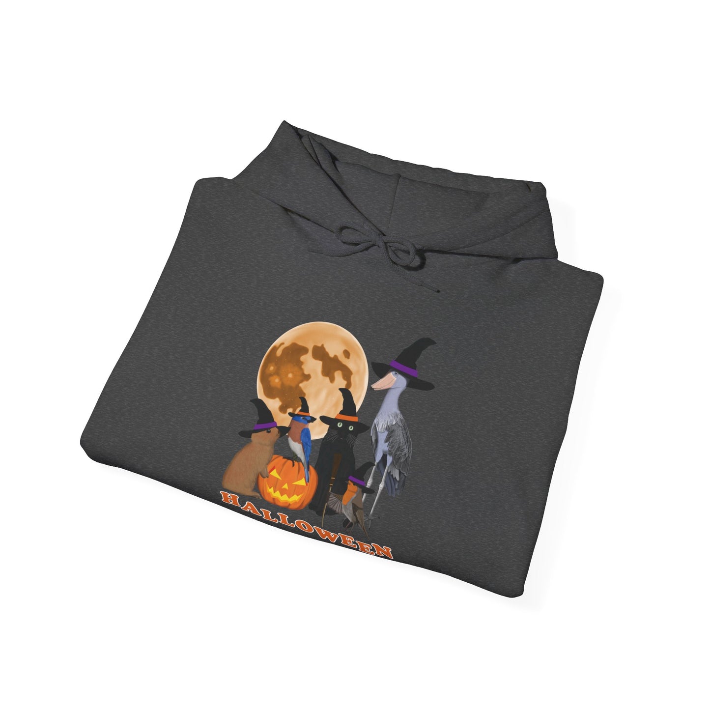 Bluebird Robin Shoebill with Cat and Bunny Halloween Bird Hoodie