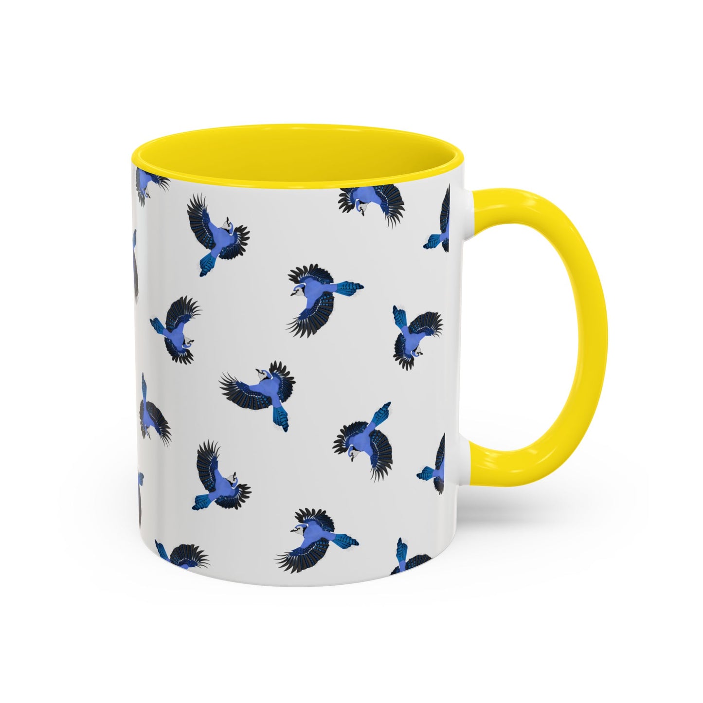 Blue Jay All-Over Pattern Accent Mug | Colorful Bird Lover Gift for Birdwatchers