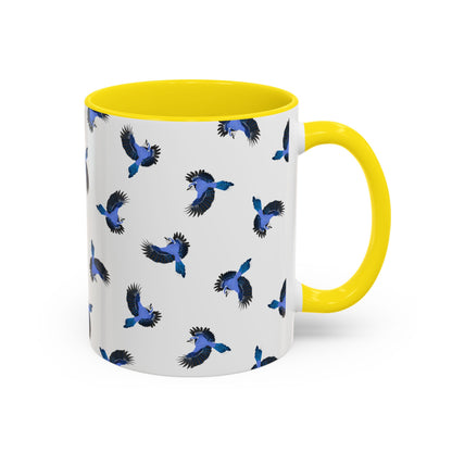Blue Jay All-Over Pattern Accent Mug | Colorful Bird Lover Gift for Birdwatchers
