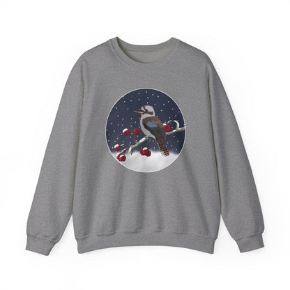 Kookaburra on a Winter Branch Birdwatcher Christmas Bird Sweatshirt