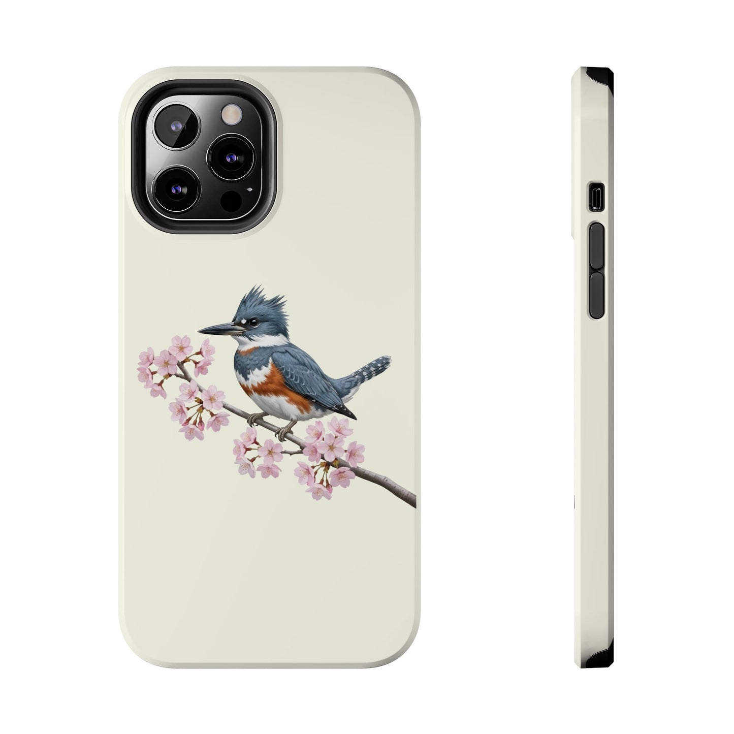 Belted Kingfisher Phone Case – & Cherry Blossom Tough iPhone Creamy White