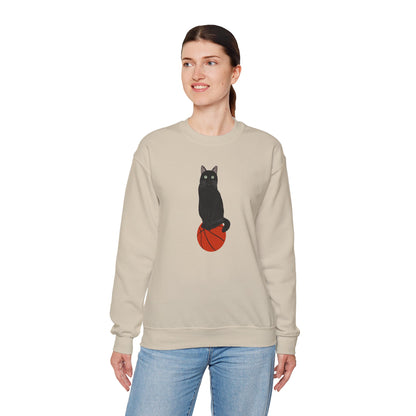 Black Cat with Basketball Cat Lover Sweatshirt