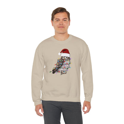 Owl with Fairy Lights Santa Claus Christmas Bird Sweatshirt