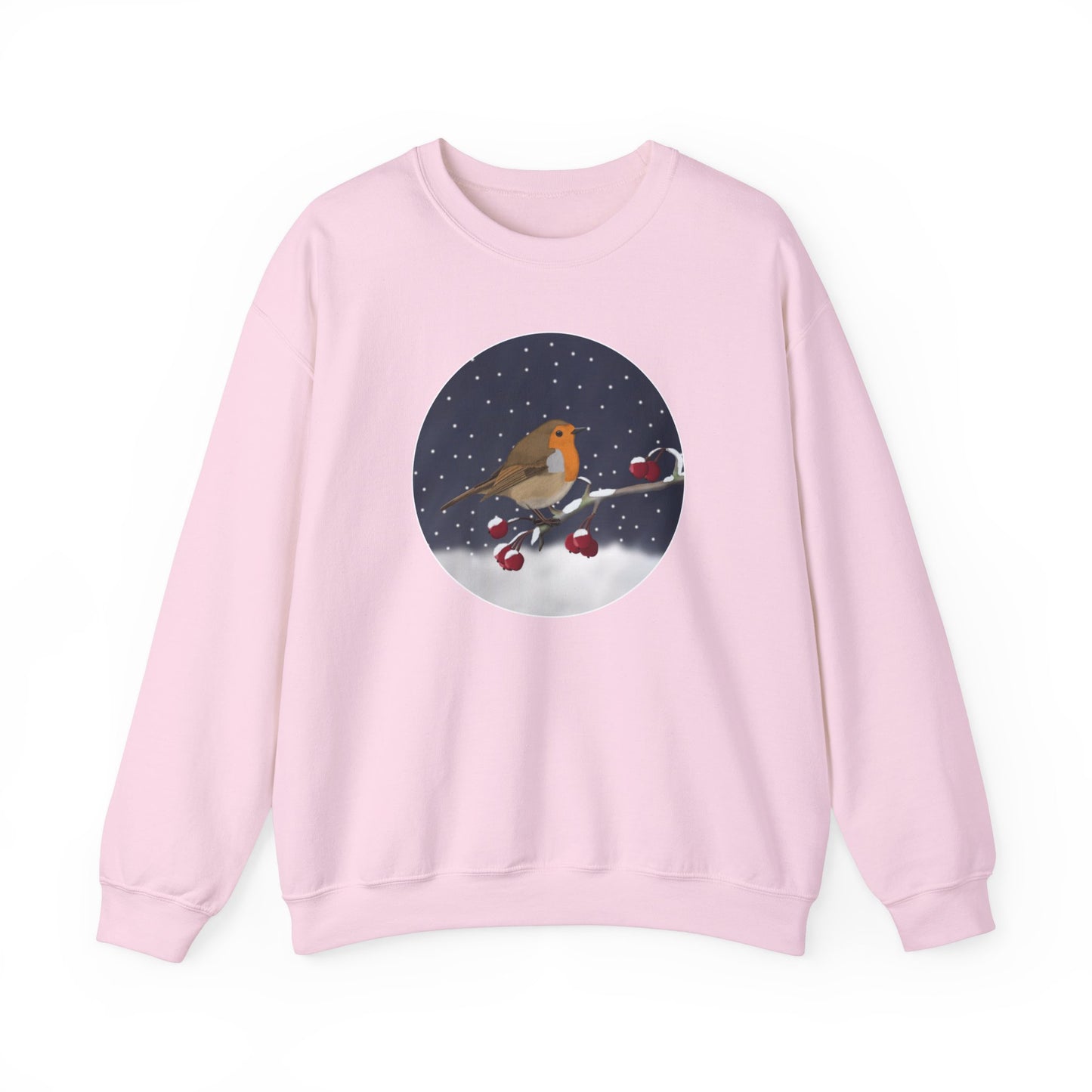 Robin on a Winter Branch Christmas Bird Sweatshirt