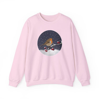 Robin on a Winter Branch Christmas Bird Sweatshirt