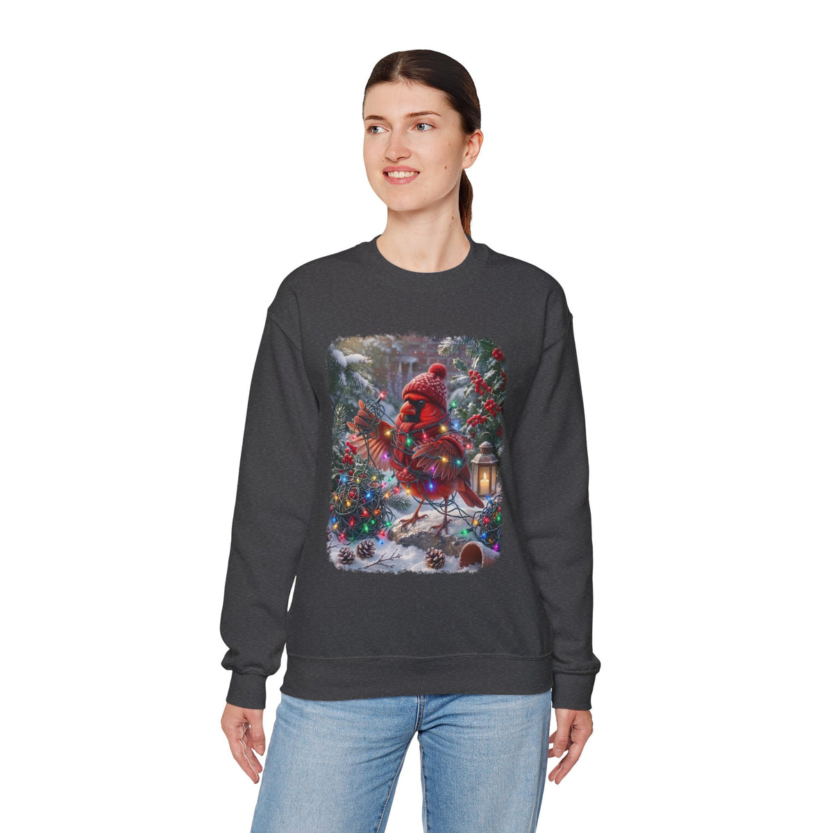 Northern Cardinal Christmas Sweatshirt – Tangled Lights Winter Crewneck