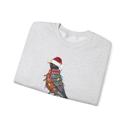 Robin with Fairy Lights Santa Claus Christmas Bird Sweatshirt