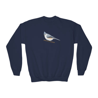 Tufted Titmouse Bird Birdwatching Youth Crewneck Sweatshirt