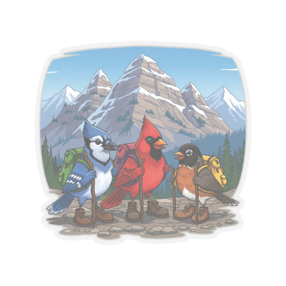 Blue Jay Cardinal Robin Hiking Kiss-Cut Sticker for Bird Watchers and Hiking Lovers