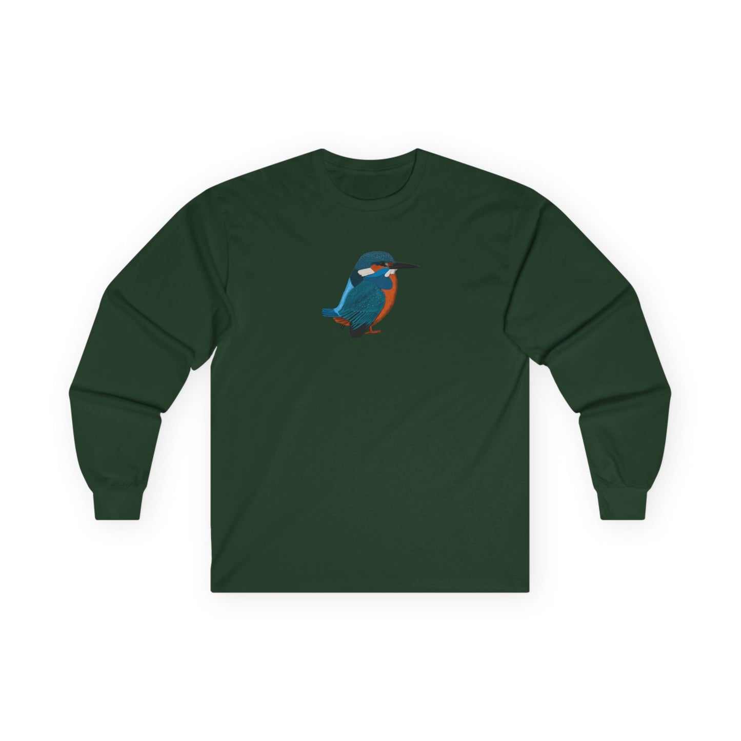 Kingfisher Birding & Birdwatching Bird Cotton Long Sleeve T-Shirt