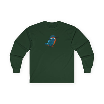 Kingfisher Birding & Birdwatching Bird Cotton Long Sleeve T-Shirt