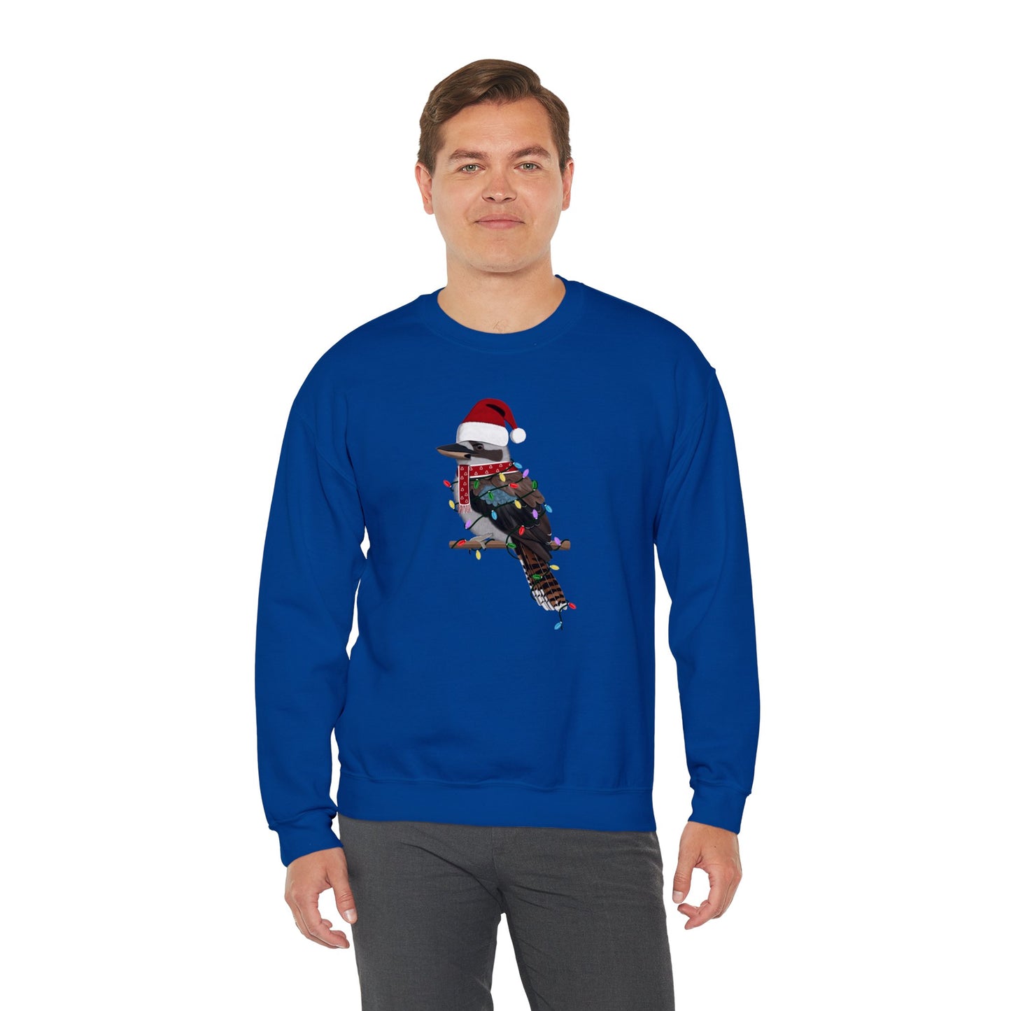 Kookaburra with Fairy Lights Santa Claus Christmas Bird Sweatshirt