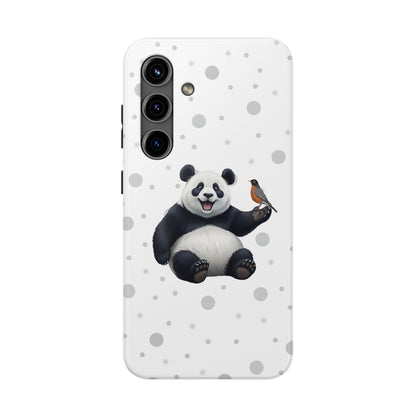 Cute Panda Bear with American Robin Animal iPhone Case - Dual-Layer PC/TPU Protective Cover for iPhone