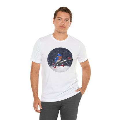 Bluebird on a Winter Branch Birdwatcher Christmas Bird T-Shirt