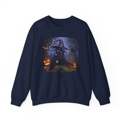 Black Crow Halloween Bird Sweatshirt - Spooky Halloween Costume for Bird Lovers