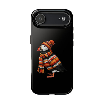 鳥のアートが描かれたパフィンの二層式iPhoneケース – 鳥類学者や鳥愛好家へのプレゼントに最適