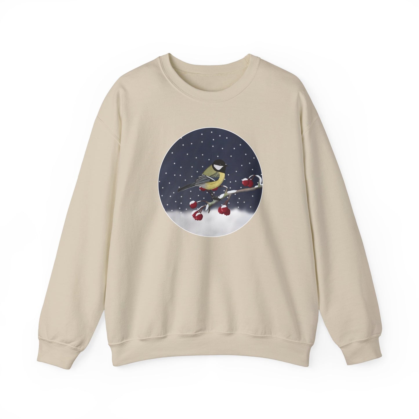 Chickadee on a Winter Branch Christmas Bird Sweatshirt