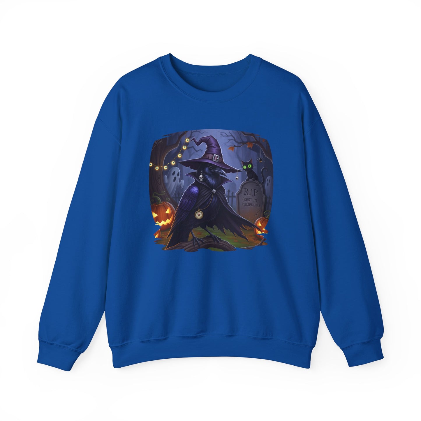 Black Crow Halloween Bird Sweatshirt - Spooky Halloween Costume for Bird Lovers