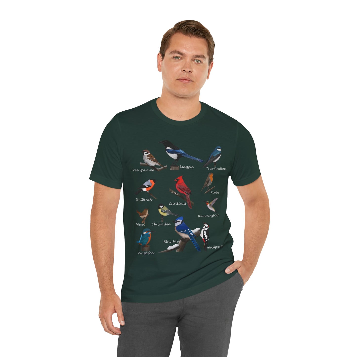 Garden Birds Blue Jay Cardinal Robin Chickadee Birding & Birdwatching Bird T-Shirt