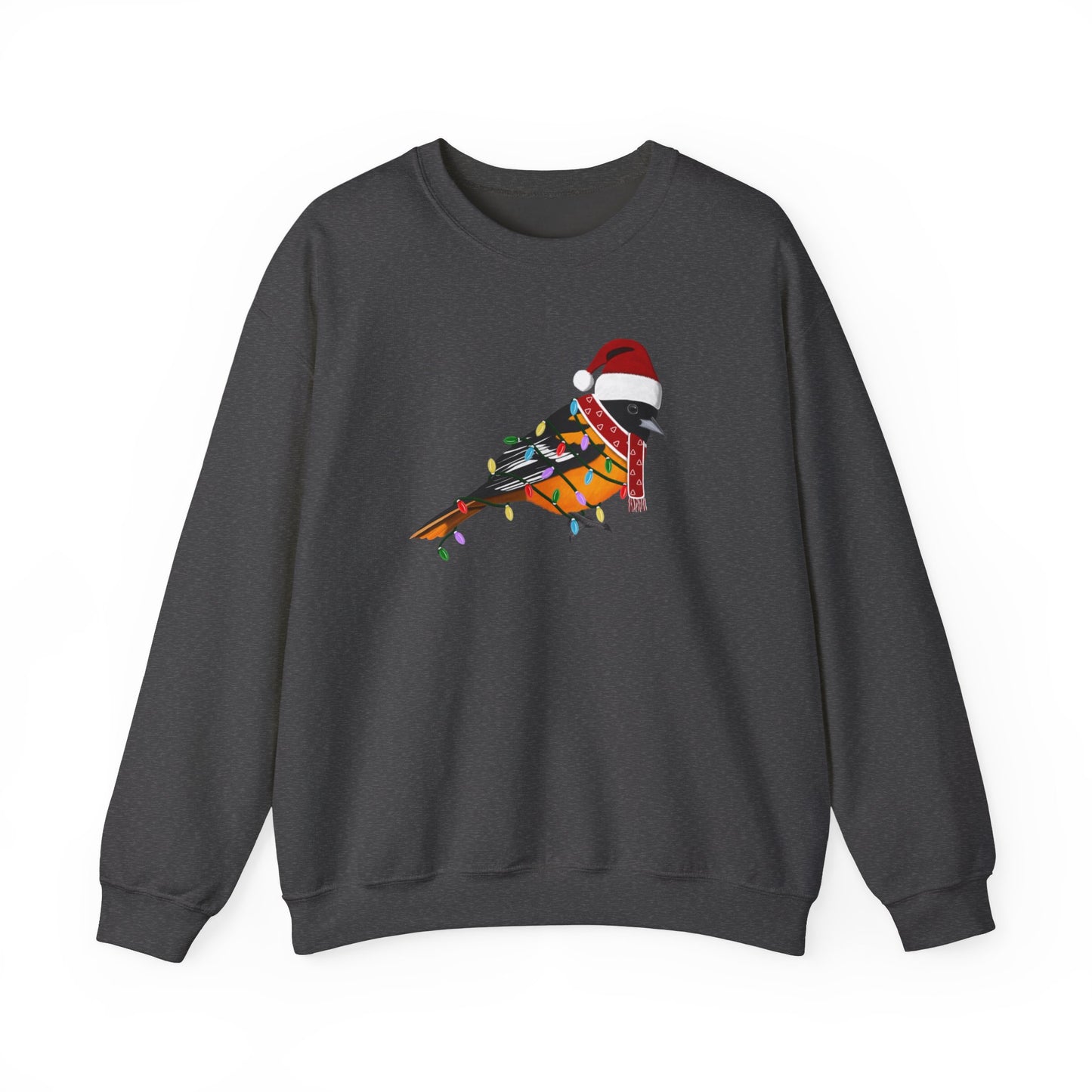 Baltimore Oriole with Fairy Lights Santa Claus Christmas Bird Sweatshirt