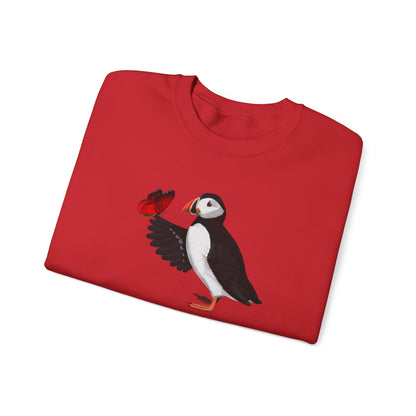 Puffin with Butterfly Bird Birding & Birdwatching Sweatshirt