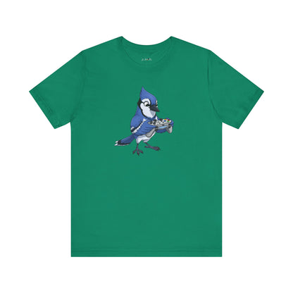 Blue Jay Playing Video Games Funny Gamer and Bird Lover T-Shirt