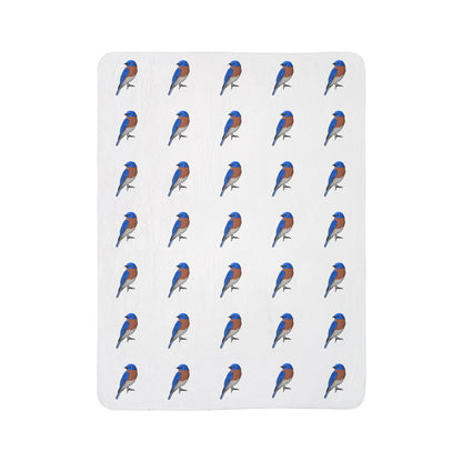 ブルーバードアート フリース シェルパブランケット (60インチ x 80インチ) - 鳥好きの方にぴったりの、厚手で極上の柔らかさ、心地よいブランケット