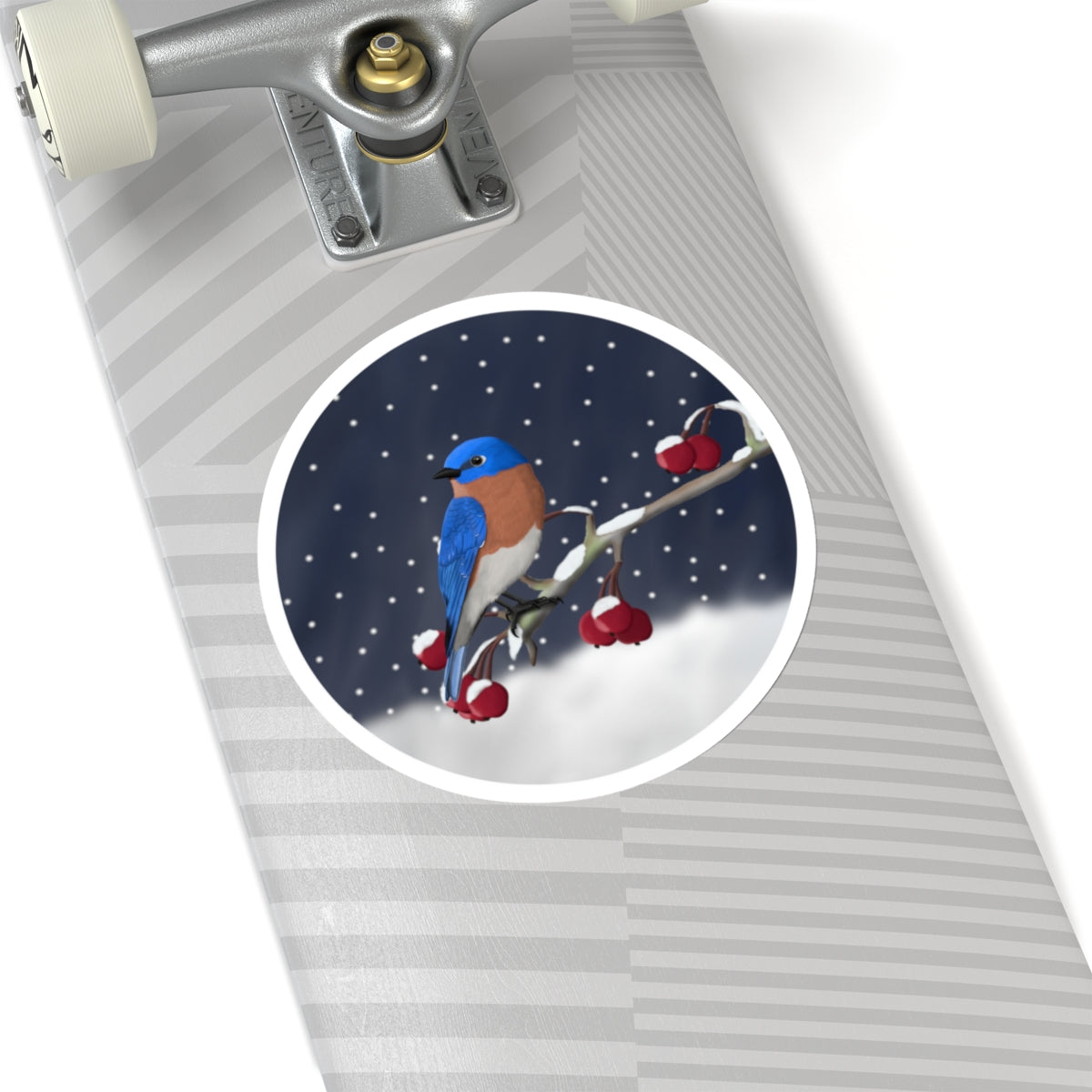 Bluebird on a Winter Branch Christmas Bird Sticker