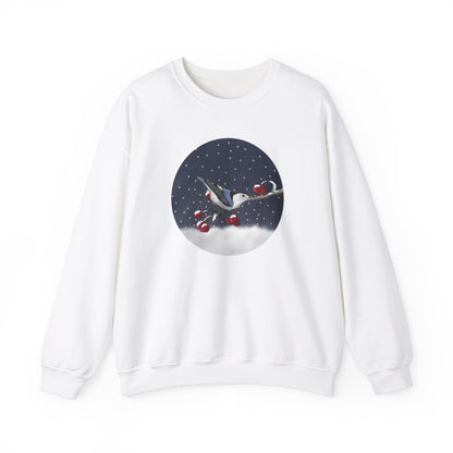 Nuthatch on a Winter Branch Christmas Bird Sweatshirt