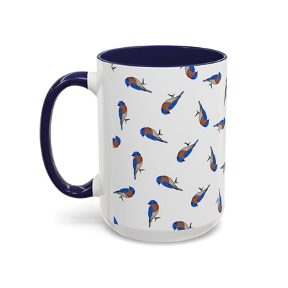 Bluebird All-Over Pattern Accent Mug | Colorful Bird Lover Gift for Birdwatchers