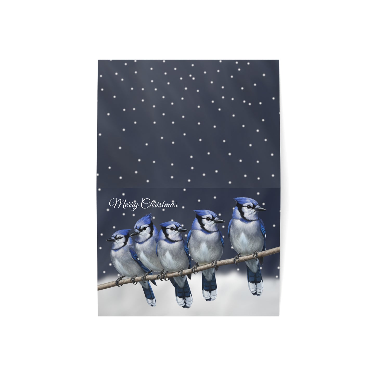 Blue Jays Bird Art Premium Christmas Card 7x5" | Double-Sided Matte Holiday Greeting